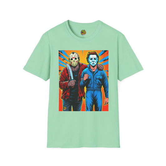 Jason Voorhees & Michael Myers Shirt | Funny Halloween Horror Tee - High Quality Image