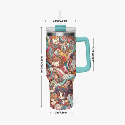 - - Stanley cup - Car Tumbler Cup 40oz, Anime & Retro Comic Book Style Insulated Mug, Colorful Superhero Design - premium material. perfect gift idea. Order yours now and stand out with this exclusive piece!