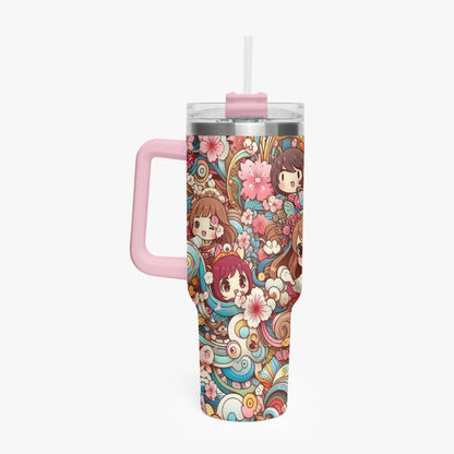 Design - Stanley cup - Car Tumbler Cup 40oz, Anime & Retro Comic Book Style Insulated Mug, Colorful Superhero Design - custom-made. limited stock. Order yours now and stand out with this exclusive piece!