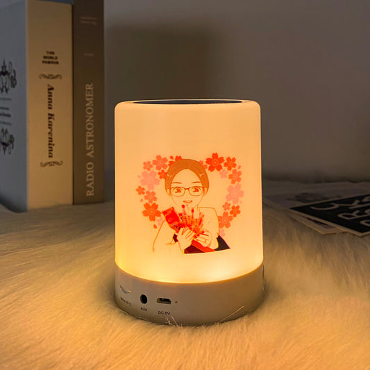 Cylindrical Bluetooth Portable Speaker Lamp with Custom Engraved LED Light – Personalized Music & Mood Lighting Gift - High Quality Image