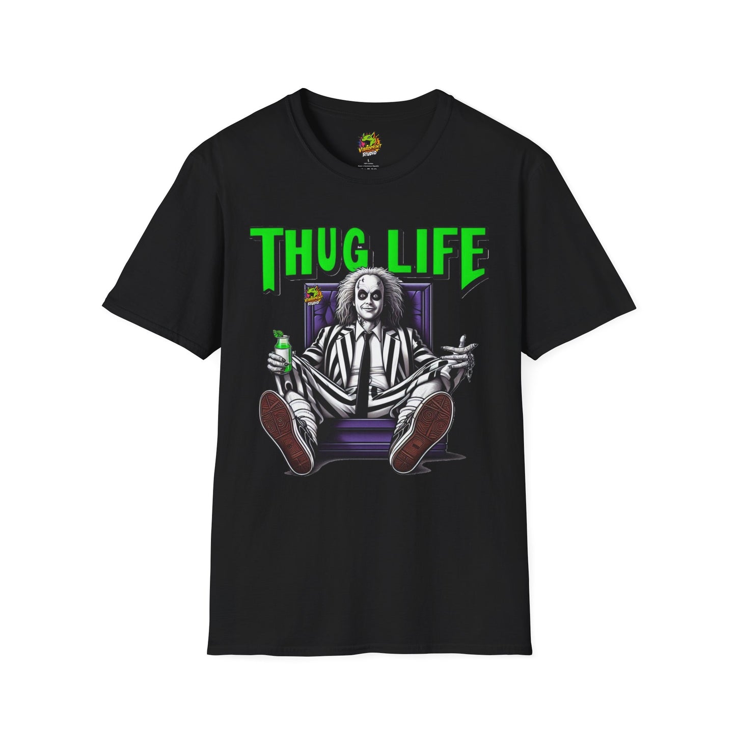 Beetlejuice Shirt | Thug Life Halloween T-Shirt | Creepy Beetlejuice Graphic Tee - High Quality Image