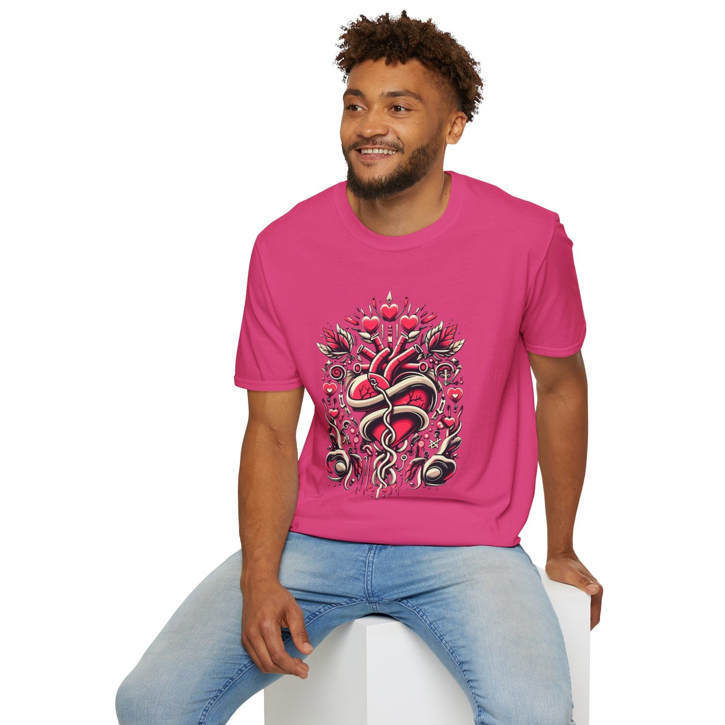 Model Wearing Valentine's Day Gift Tee - Unisex Soft T-Shirt