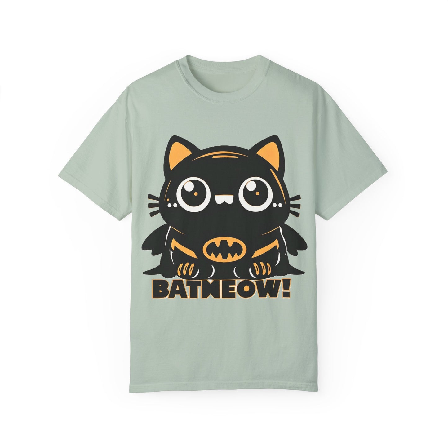 Superhero Cat T-Shirt - Cute Batman-Inspired Parody Design for Cat Lovers - High Quality Image