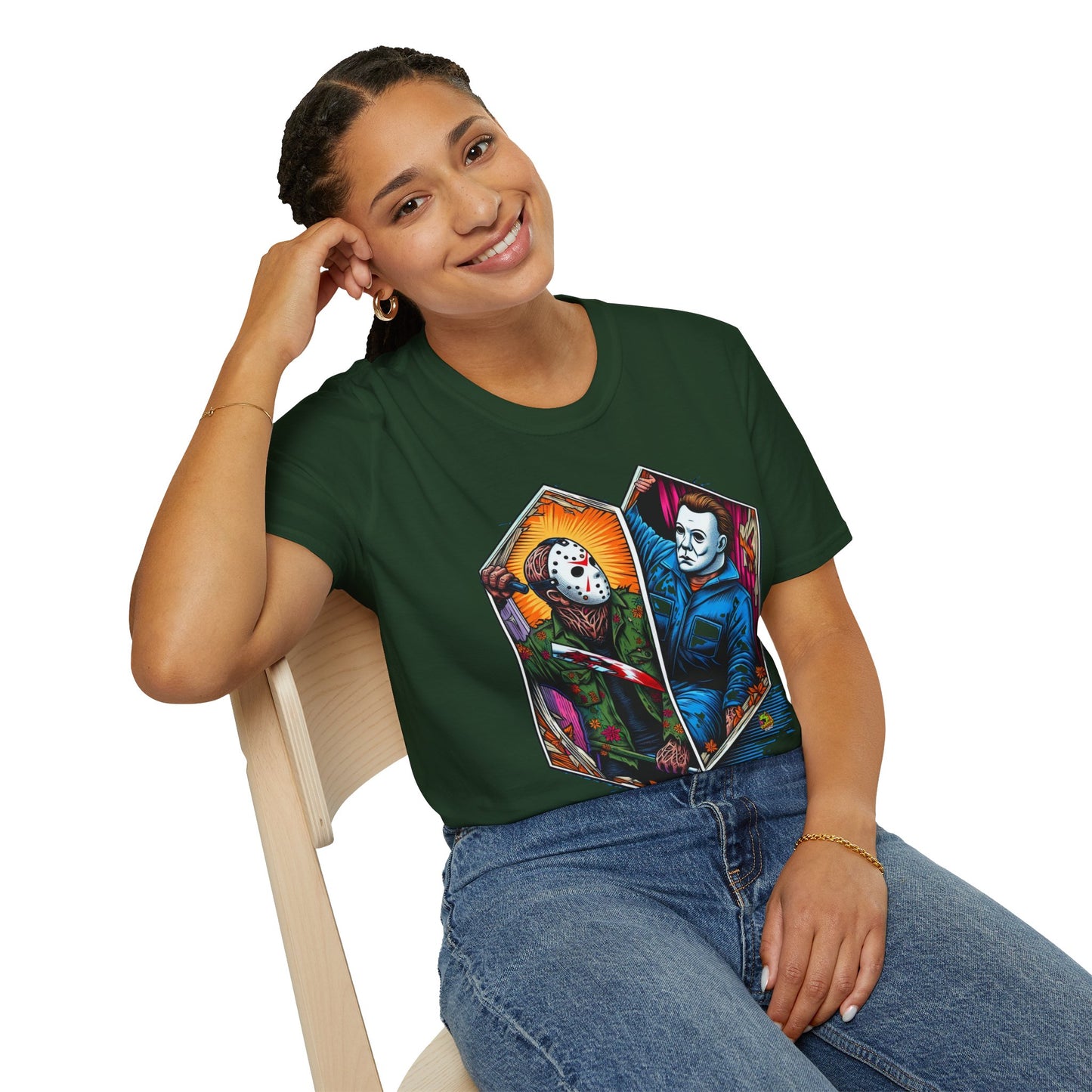 product - Jason & Michael Funny Halloween T-Shirt | Michael Myers Vintage Tee - premium material. limited stock. Order yours now and stand out with this exclusive piece!