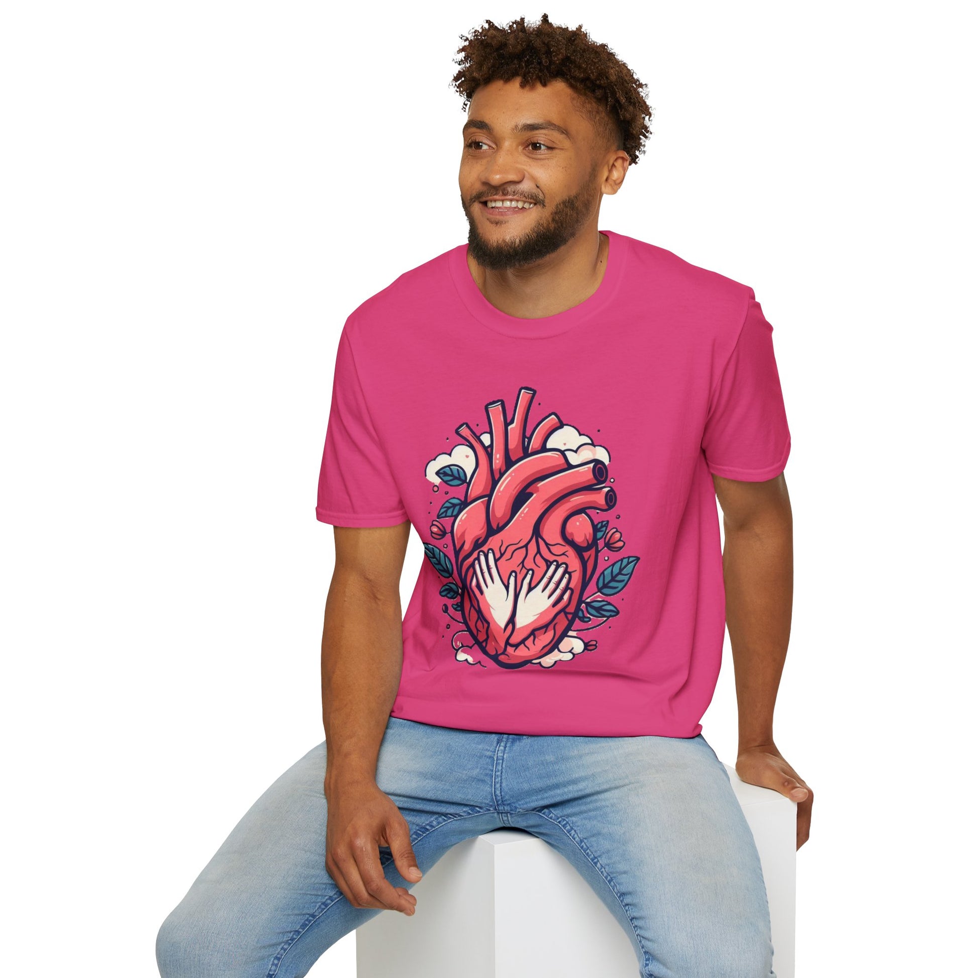 Unisex Valentine's Day T-Shirt on Model - Casual softstyle gift idea