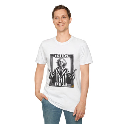 with - Beetlejuice Shirt | Thug Life Halloween T-Shirt | Beetlejuice Costume Tee with Attitude - custom-made. perfect gift idea. Order yours now and stand out with this exclusive piece!