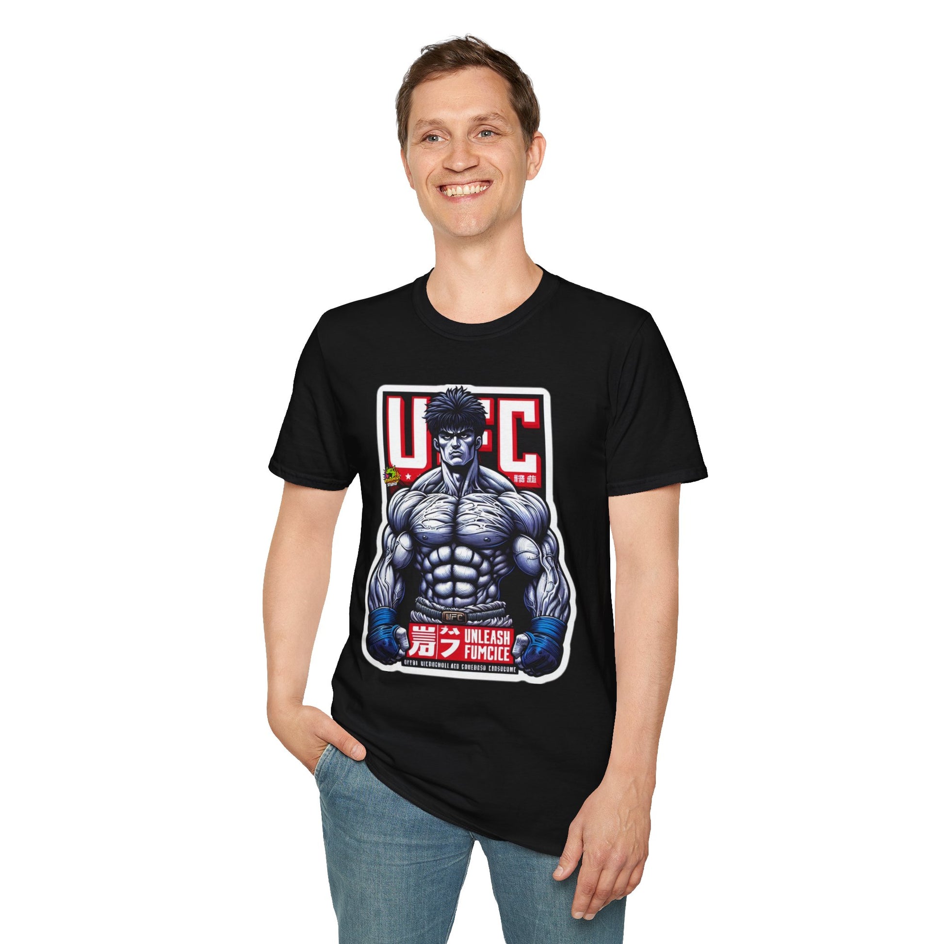 Unleash - UFC T Shirt | Unleash Fierce Confidence | Motivational UFC Tee with Baki Anime Strength - custom-made. limited stock. Order yours now and stand out with this exclusive piece!