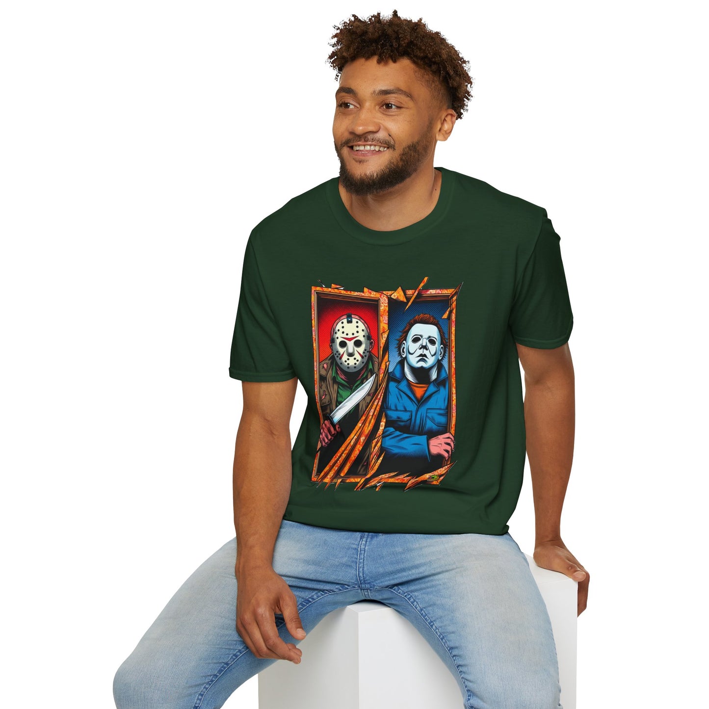 product - Michael Myers Vintage Tee | Jason Voorhees Funny Picnic Scene - custom-made. perfect gift idea. Order yours now and stand out with this exclusive piece!