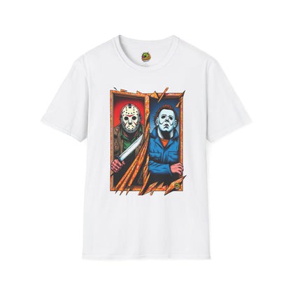 product - Michael Myers Vintage Tee | Jason Voorhees Funny Picnic Scene - premium material. limited stock. Order yours now and stand out with this exclusive piece!