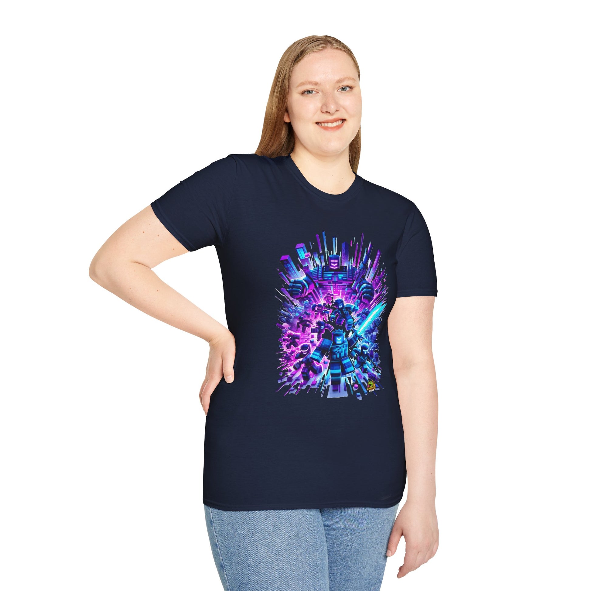 T-Shirt - Roblox T-Shirt - Block City Skyline - premium material. perfect gift idea. Order yours now and stand out with this exclusive piece!