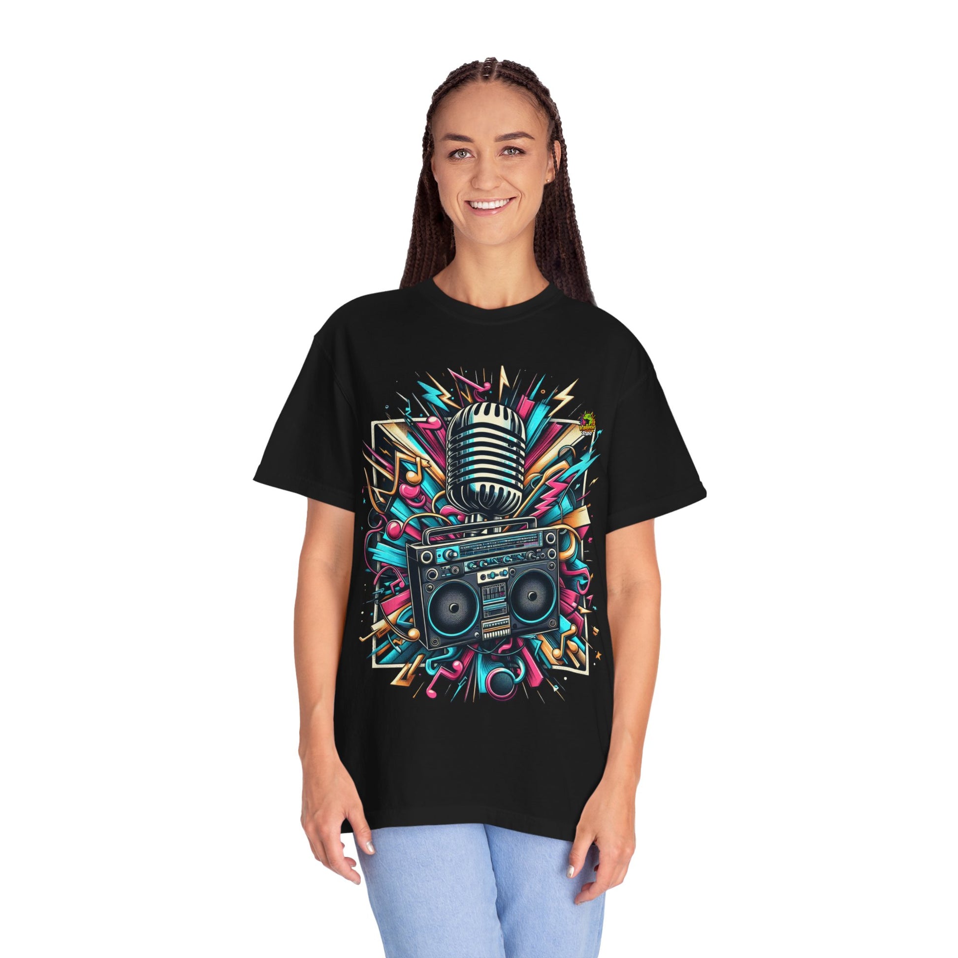 & - Vintage Boombox & Microphone Rapper Merch | Hip-Hop Beats Fusion T-Shirt - custom-made. limited stock. Order yours now and stand out with this exclusive piece!