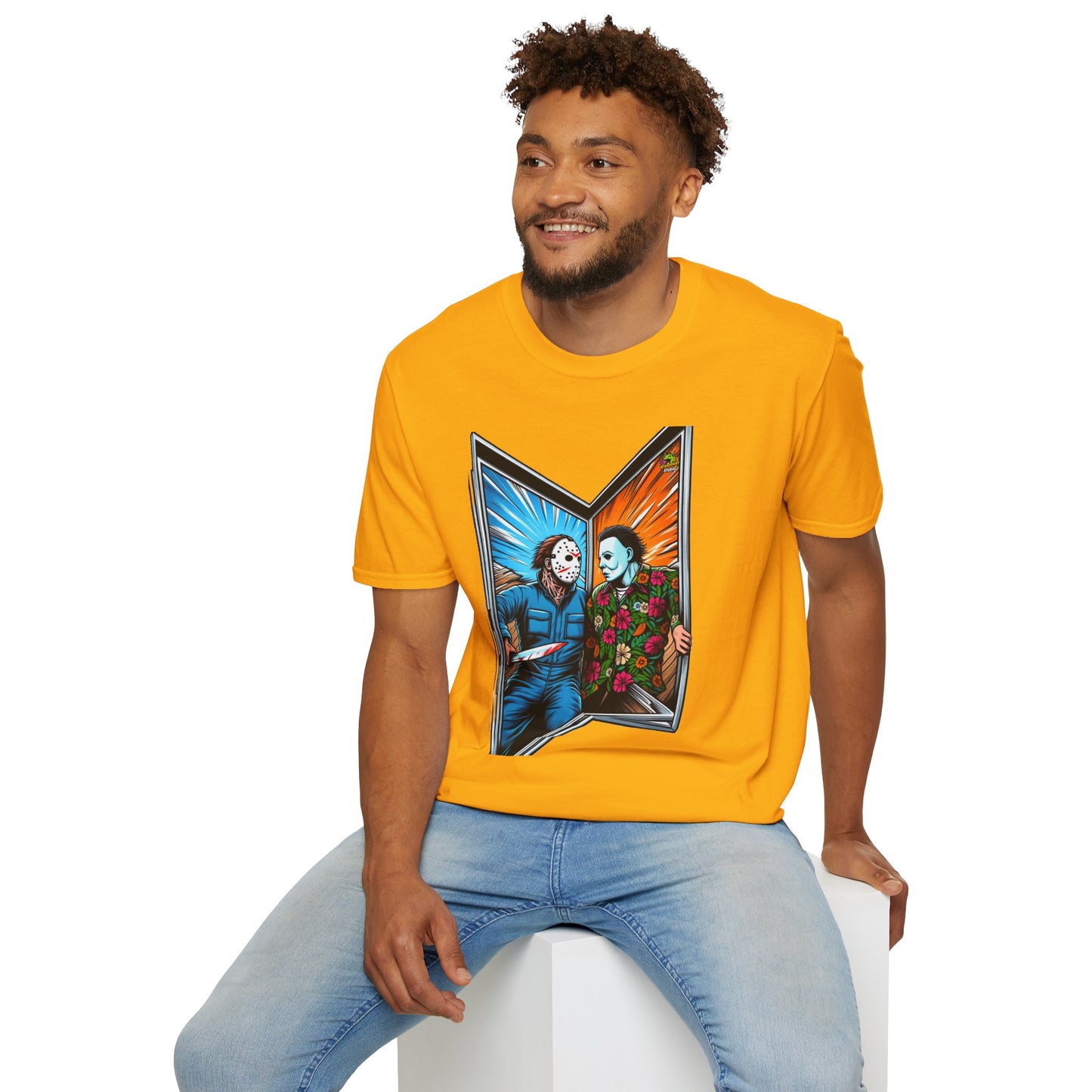 vintage horror shirt - Funny Michael Myers Shirt | Jason Voorhees and Michael Halloween Tee - perfect for Halloween lovers. unique graphic tee featuring iconic horror characters. Order yours now and stand out with this exclusive piece!