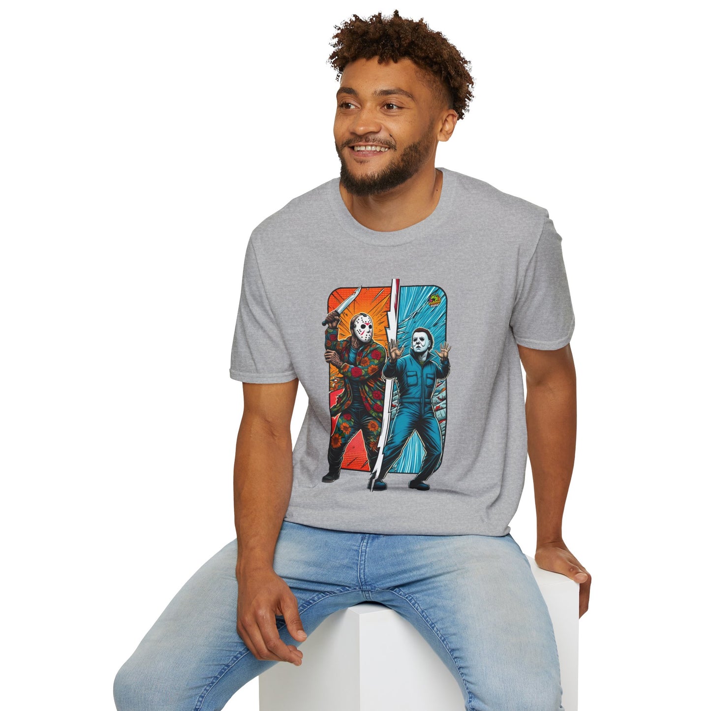 product - Jason Voorhees & Michael Myers Funny Horror Tee | Halloween Shirt - custom-made. perfect gift idea. Order yours now and stand out with this exclusive piece!