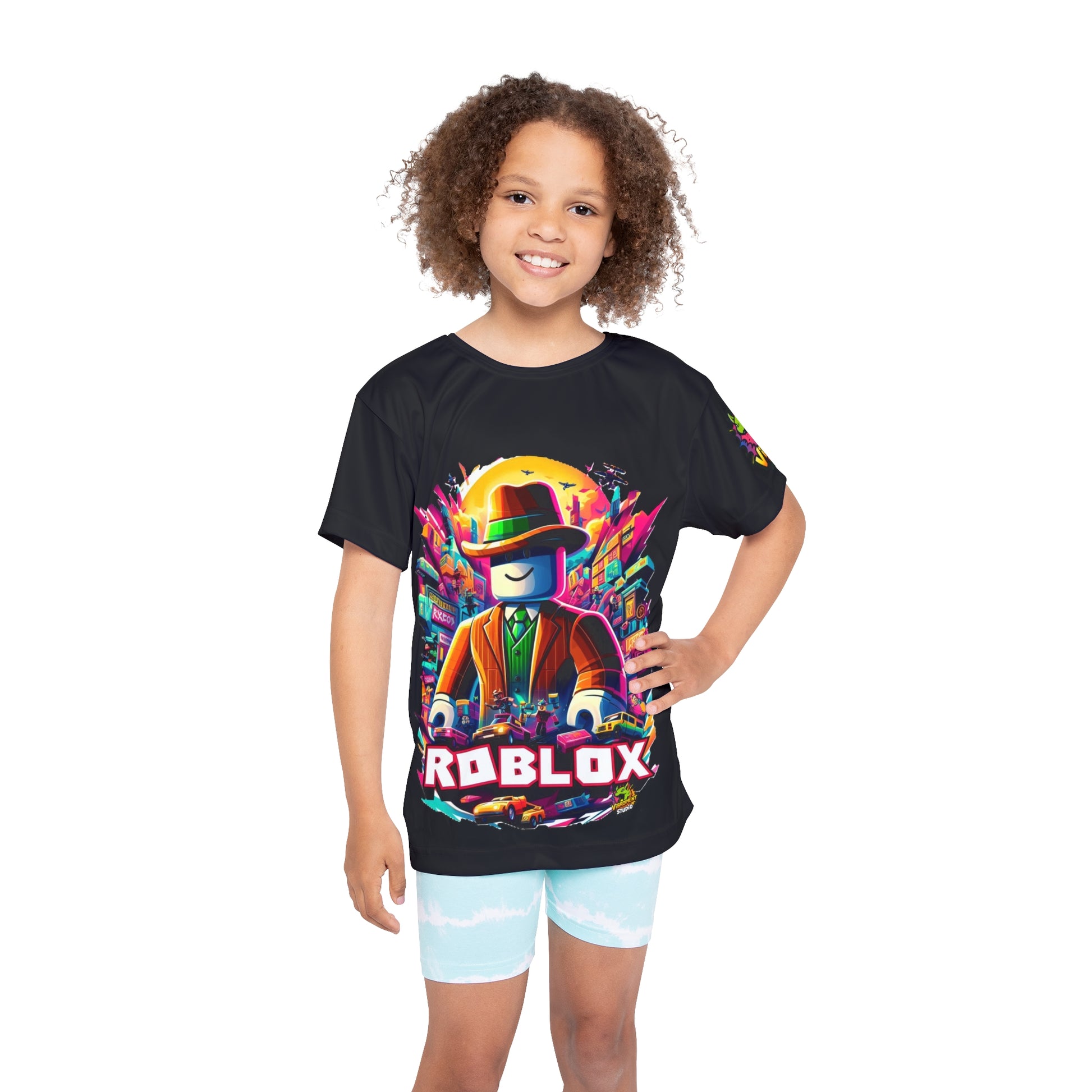 Kid Wearing Fun Roblox T-Shirt