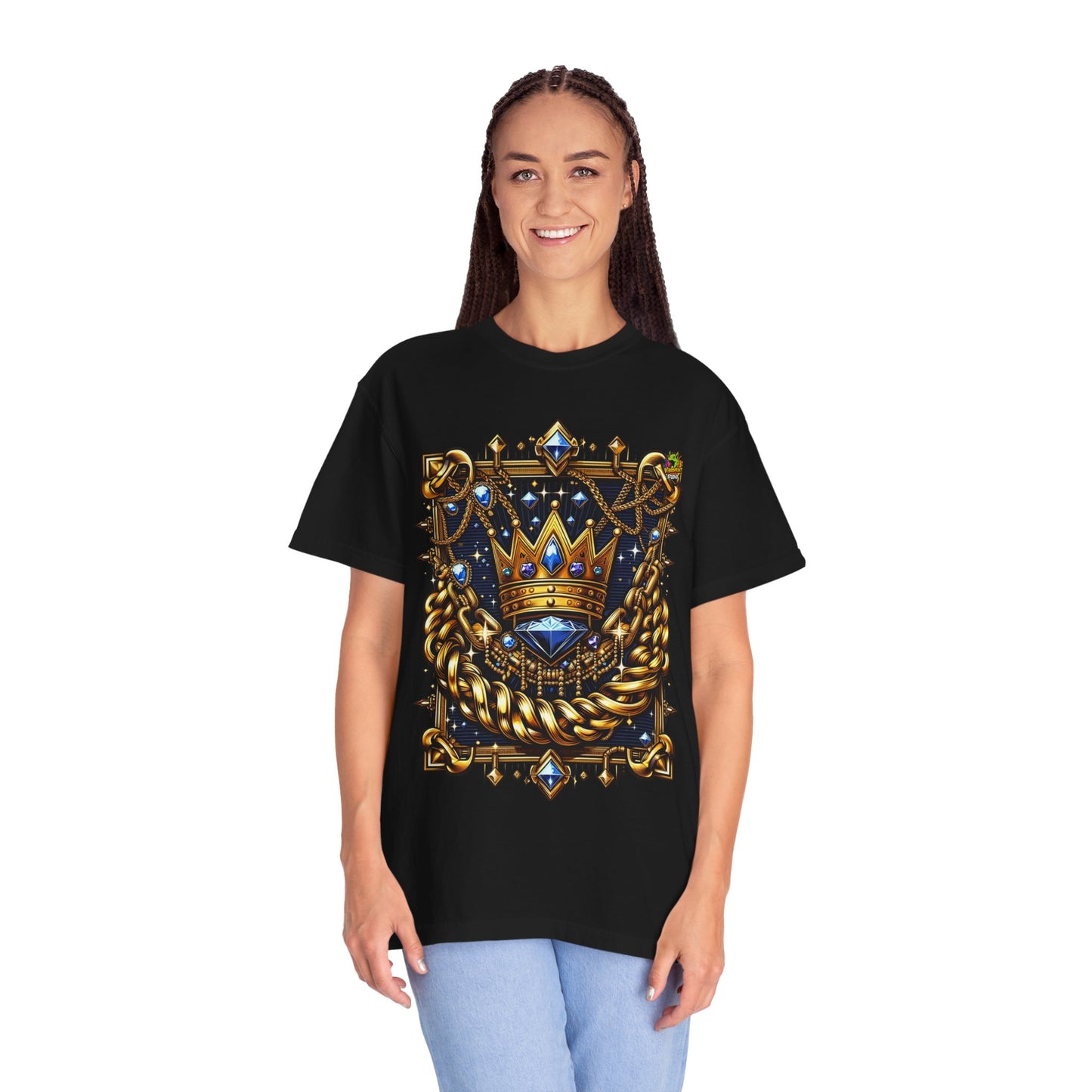 Gold - Rapper Merch with Crown & Gold Chains | Luxurious Hip-Hop Street Style Design - premium material. limited stock. Order yours now and stand out with this exclusive piece!