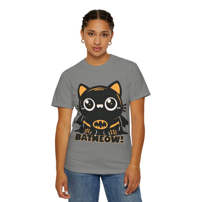 Superhero Cat T-Shirt - Cute Batman-Inspired Parody Design for Cat Lovers - High Quality Image