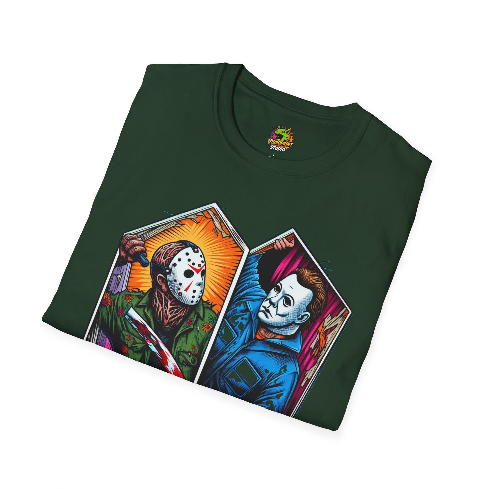 product - Jason & Michael Funny Halloween T-Shirt | Michael Myers Vintage Tee - custom-made. perfect gift idea. Order yours now and stand out with this exclusive piece!