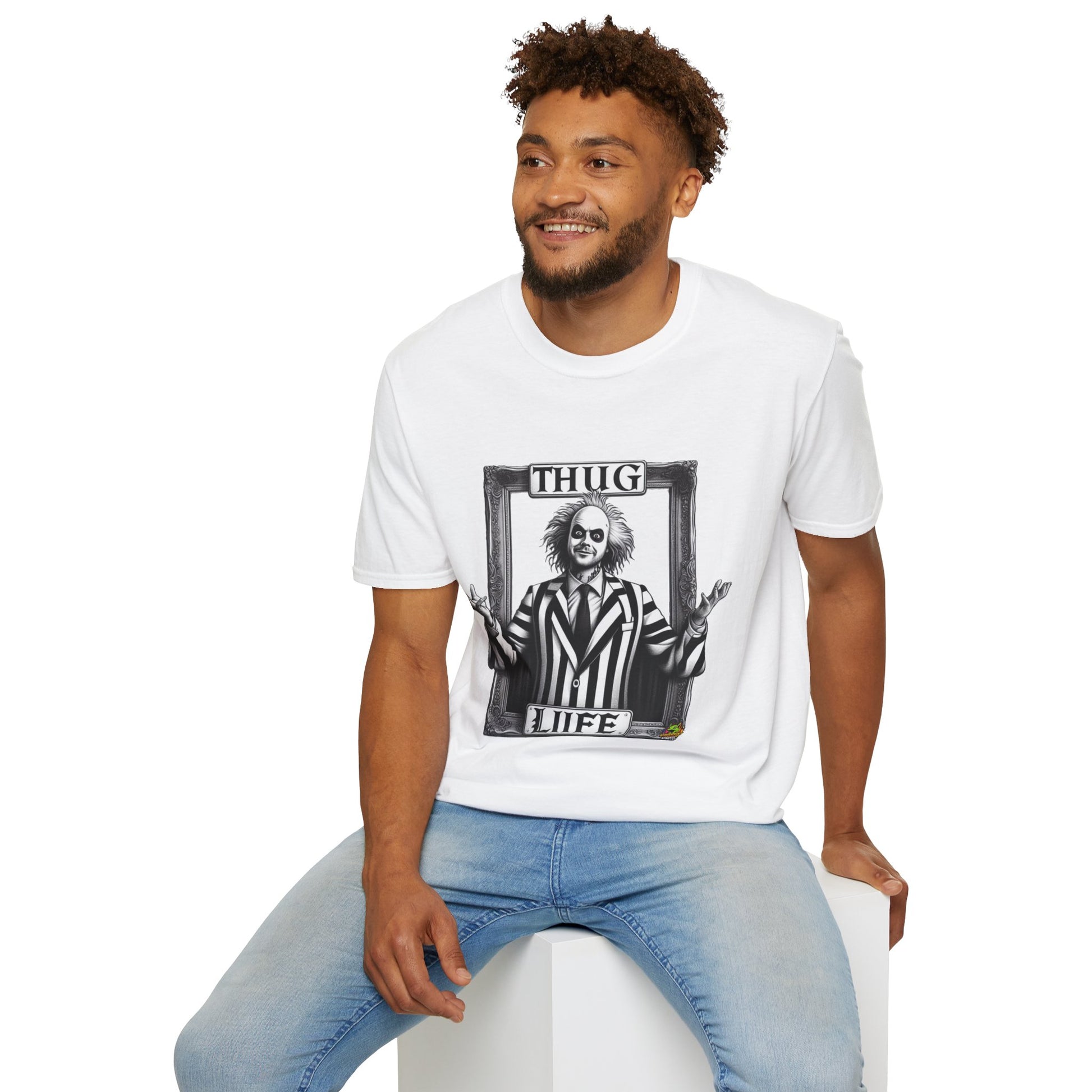 high-quality - Beetlejuice Shirt | Thug Life Halloween T-Shirt | Beetlejuice Costume Tee with Attitude - custom-made. limited stock. Order yours now and stand out with this exclusive piece!