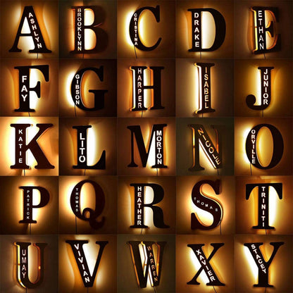 Personalized - Hollow-Engraved Wooden Alphabet LED Night Light – Personalized Initial Lamp for Home Decor & Gifts - premium material. perfect gift idea. Order yours now and stand out with this exclusive piece!