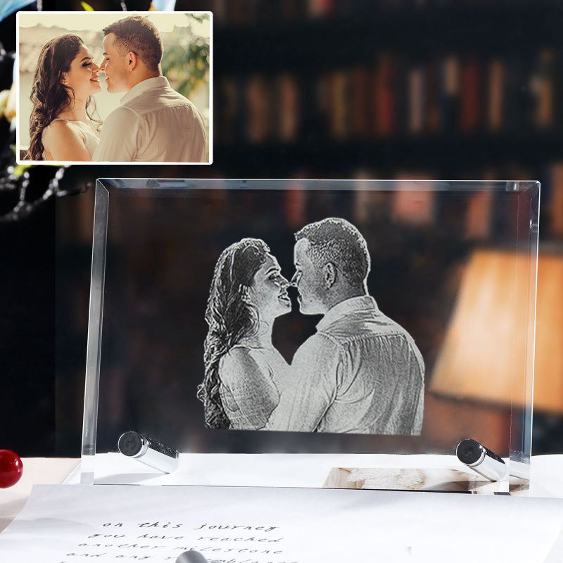 3D Engraving Crystal Photo Frame – Personalized Custom Photo Gift with 3D Laser Engraving for Special Moments - High Quality Image