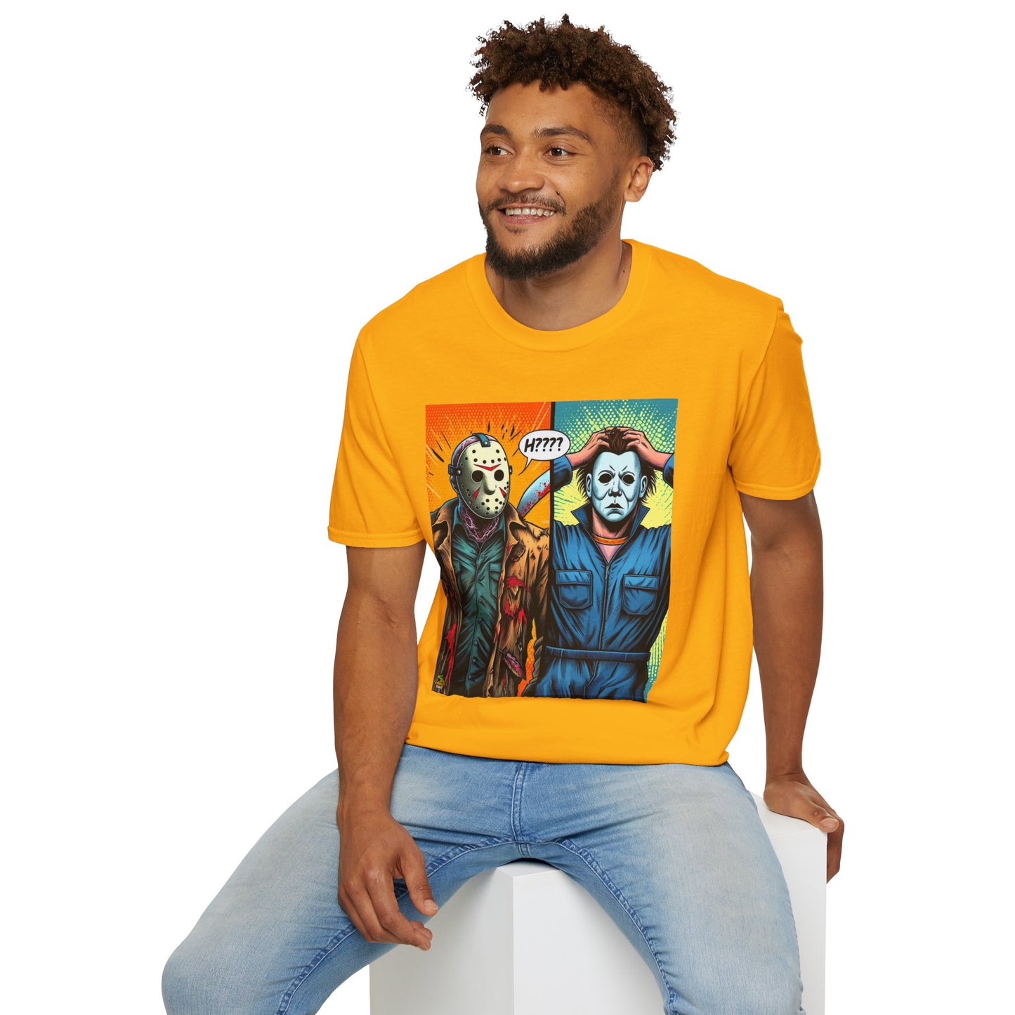 horror-themed apparel - Jason Voorhees & Michael Myers Shirt | Funny Halloween Picnic Tee - gift for horror fans. premium horror movie t-shirt for spooky occasions. Order yours now and stand out with this exclusive piece!