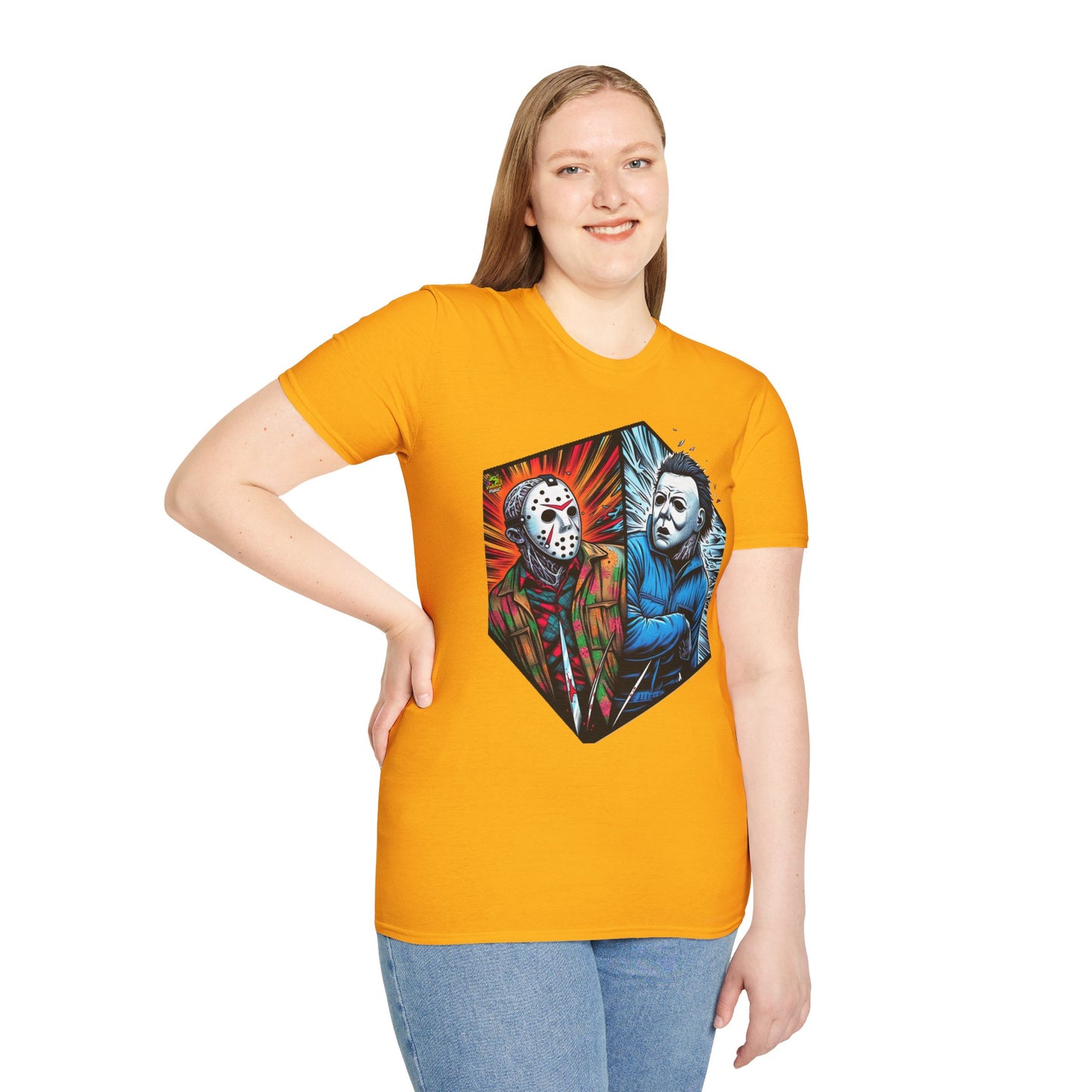 horror-themed apparel - Funny Jason & Michael Myers Shirt | Halloween Horror T-Shirt - bold design. perfect Halloween gift for fans of horror culture. Order yours now and stand out with this exclusive piece!