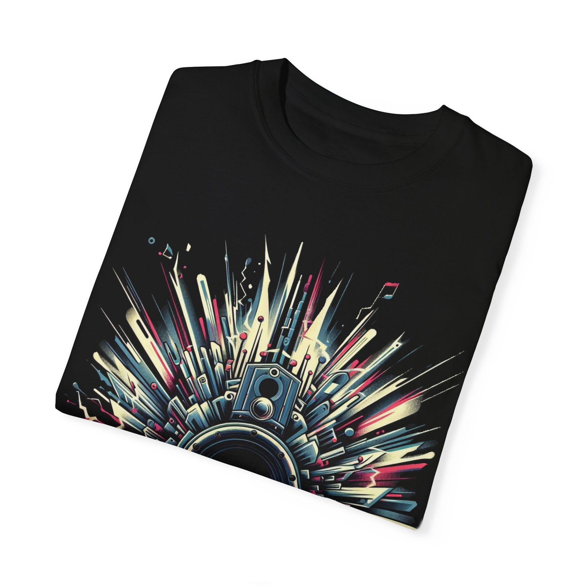 T-Shirt - Vibrant Booming Sound Waves Rapper Merch | Hip-Hop Street Music T-Shirt - premium material. limited stock. Order yours now and stand out with this exclusive piece!