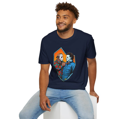 & - Michael Myers Vintage Shirt | Jason & Michael Funny Horror Tee - premium material. limited stock. Order yours now and stand out with this exclusive piece!