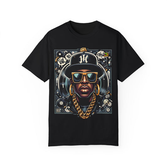 Bold Hip-Hop Icon Rapper Merch | Caricature Style Urban T-Shirt Design - High Quality Image