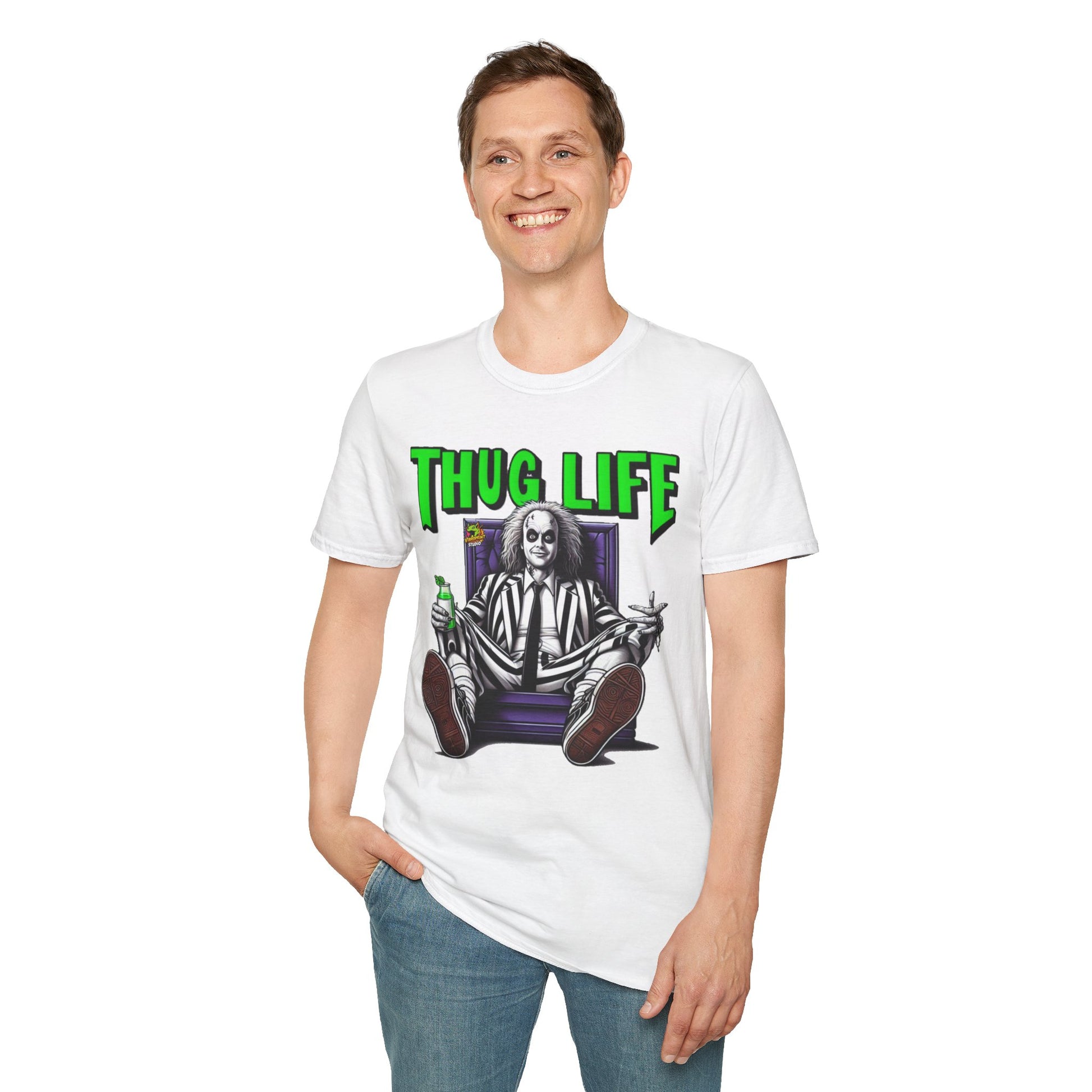 Creepy - Beetlejuice Shirt | Thug Life Halloween T-Shirt | Creepy Beetlejuice Graphic Tee - premium material. limited stock. Order yours now and stand out with this exclusive piece!