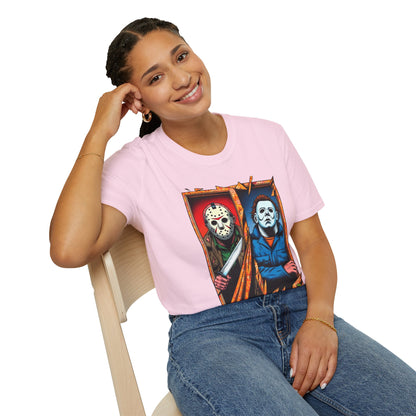 product - Michael Myers Vintage Tee | Jason Voorhees Funny Picnic Scene - premium material. limited stock. Order yours now and stand out with this exclusive piece!