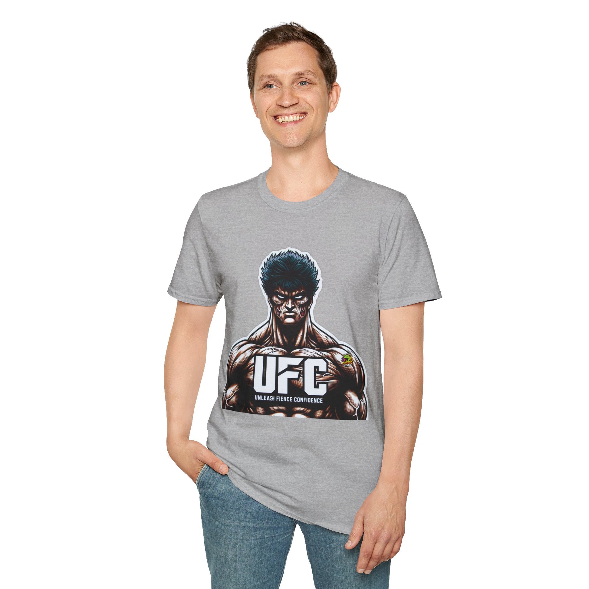 Unleash - UFC T Shirt | Unleash Fierce Confidence | UFC Tee with Baki Anime Motivation for Fitness - custom-made. limited stock. Order yours now and stand out with this exclusive piece!