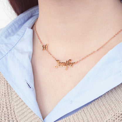 Close-up of a sterling silver dainty butterfly necklace, highlighting the intricate wing details and delicate chain. (Focuses on detail and material)