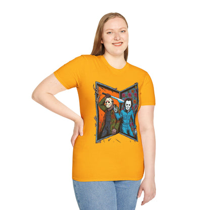 product - Jason Voorhees & Michael Myers T-Shirt | Funny Horror Tee - premium material. limited stock. Order yours now and stand out with this exclusive piece!