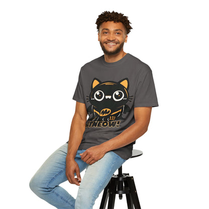 Superhero Cat T-Shirt - Cute Batman-Inspired Parody Design for Cat Lovers - High Quality Image