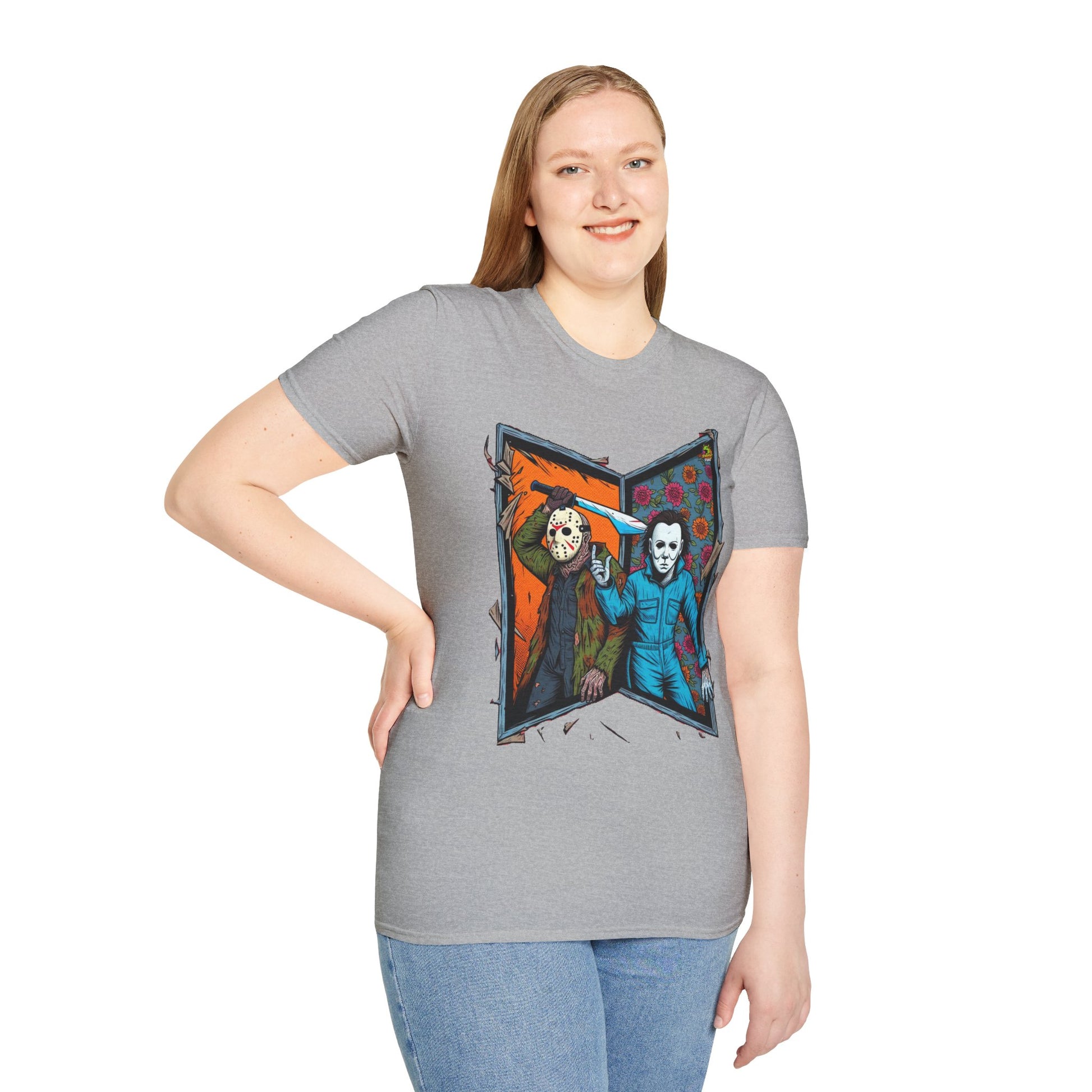 product - Jason Voorhees & Michael Myers T-Shirt | Funny Horror Tee - premium material. limited stock. Order yours now and stand out with this exclusive piece!