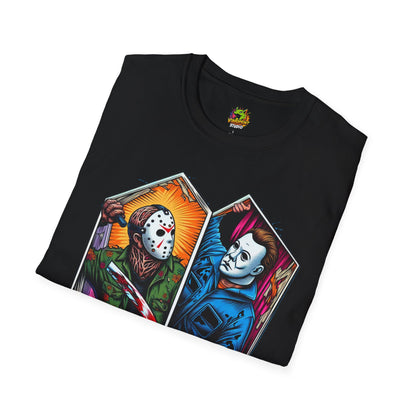 product - Jason & Michael Funny Halloween T-Shirt | Michael Myers Vintage Tee - premium material. perfect gift idea. Order yours now and stand out with this exclusive piece!