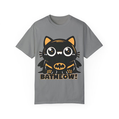 Superhero Cat T-Shirt - Cute Batman-Inspired Parody Design for Cat Lovers - High Quality Image