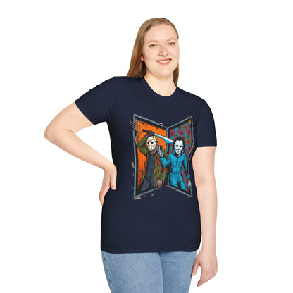 product - Jason Voorhees & Michael Myers T-Shirt | Funny Horror Tee - custom-made. perfect gift idea. Order yours now and stand out with this exclusive piece!