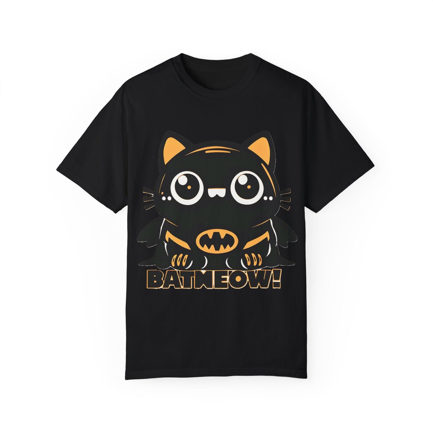 Superhero Cat T-Shirt - Cute Batman-Inspired Parody Design for Cat Lovers - High Quality Image