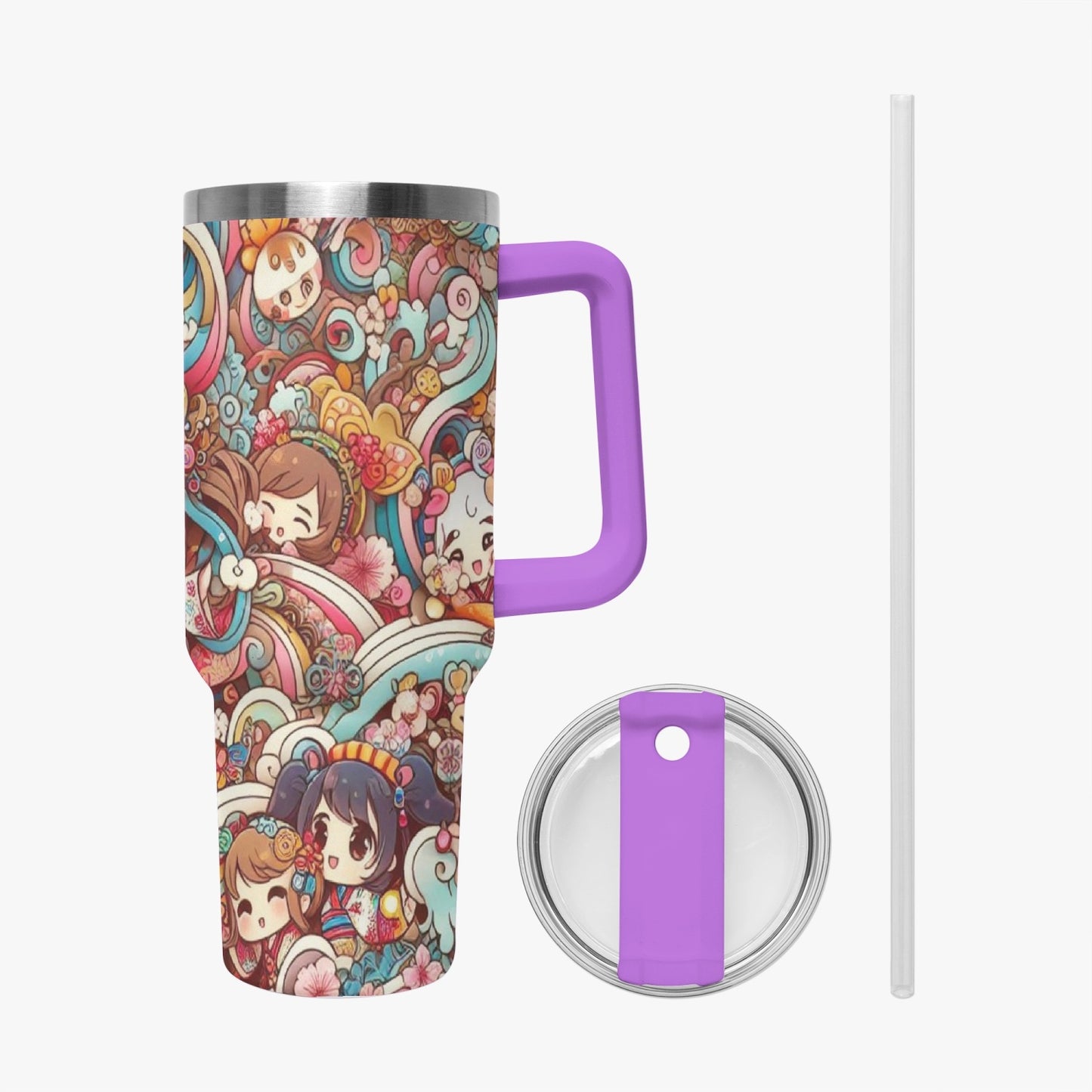 Style - Stanley cup - Car Tumbler Cup 40oz, Anime & Retro Comic Book Style Insulated Mug, Colorful Superhero Design - premium material. limited stock. Order yours now and stand out with this exclusive piece!