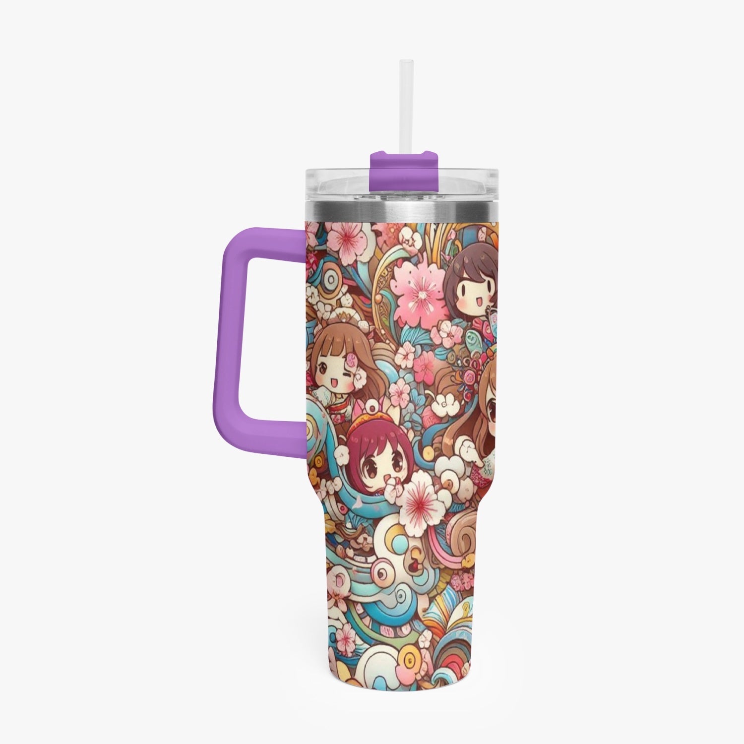 Anime - Stanley cup - Car Tumbler Cup 40oz, Anime & Retro Comic Book Style Insulated Mug, Colorful Superhero Design - premium material. perfect gift idea. Order yours now and stand out with this exclusive piece!