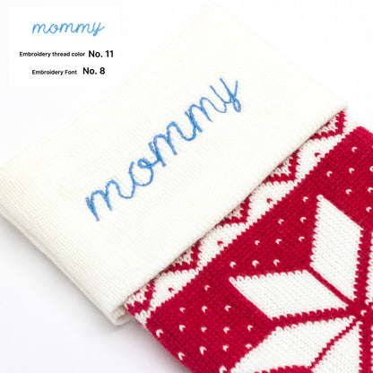 Knitted - Christmas Stocking – Classic Long Knitted Embroidered Holiday Stocking for Christmas Decorations - premium material. limited stock. Order yours now and stand out with this exclusive piece!