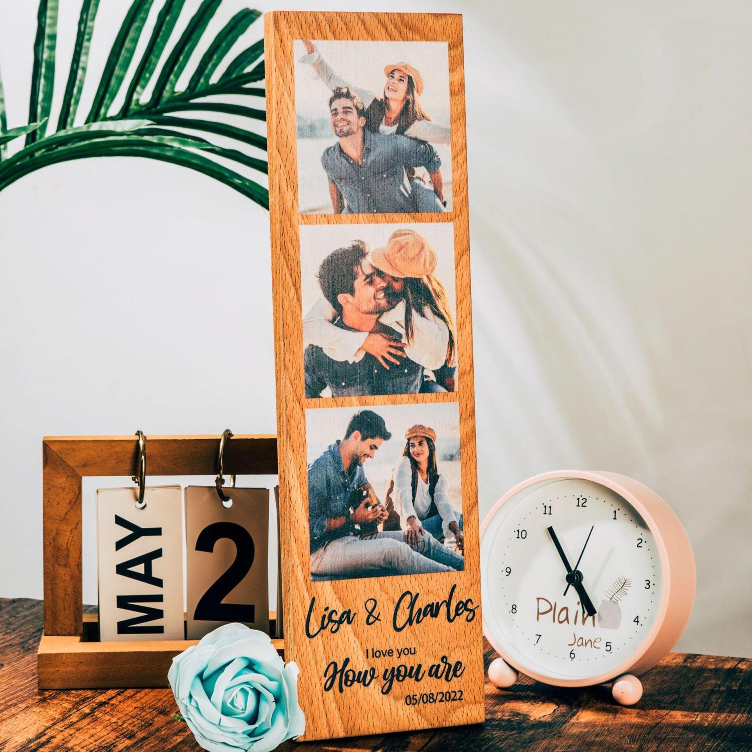 Creative Wooden Photo Frame – Personalized Gift with Custom Photo Upload for Christmas, Birthdays, Anniversaries, and Home Decor - High Quality Image