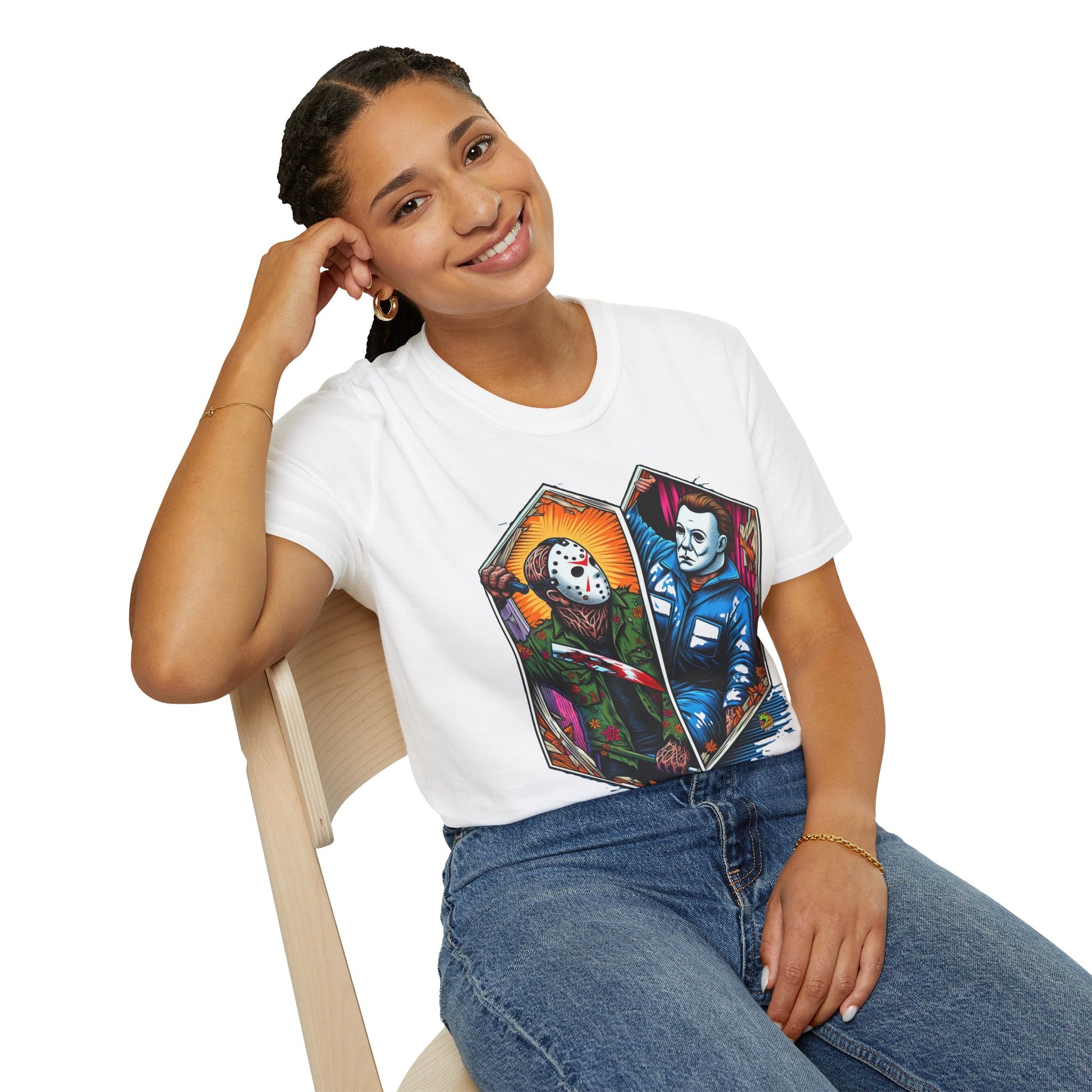 product - Jason & Michael Funny Halloween T-Shirt | Michael Myers Vintage Tee - premium material. perfect gift idea. Order yours now and stand out with this exclusive piece!