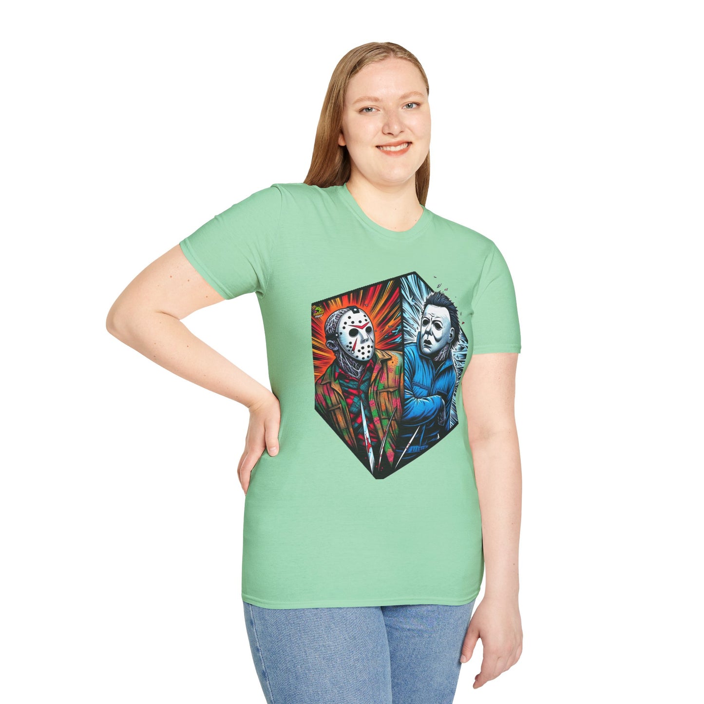 Halloween graphic tee - Funny Jason & Michael Myers Shirt | Halloween Horror T-Shirt - perfect for Halloween lovers. premium horror movie t-shirt for spooky occasions. Order yours now and stand out with this exclusive piece!