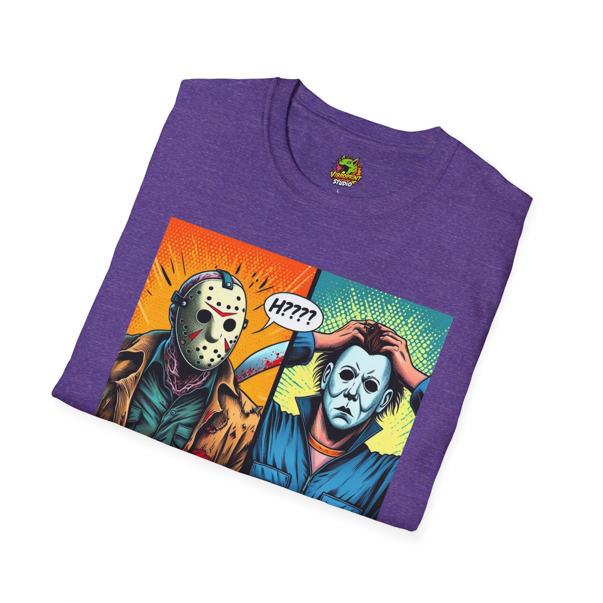 horror-themed apparel - Jason Voorhees & Michael Myers Shirt | Funny Halloween Picnic Tee - gift for horror fans. limited edition vintage horror design. Order yours now and stand out with this exclusive piece!