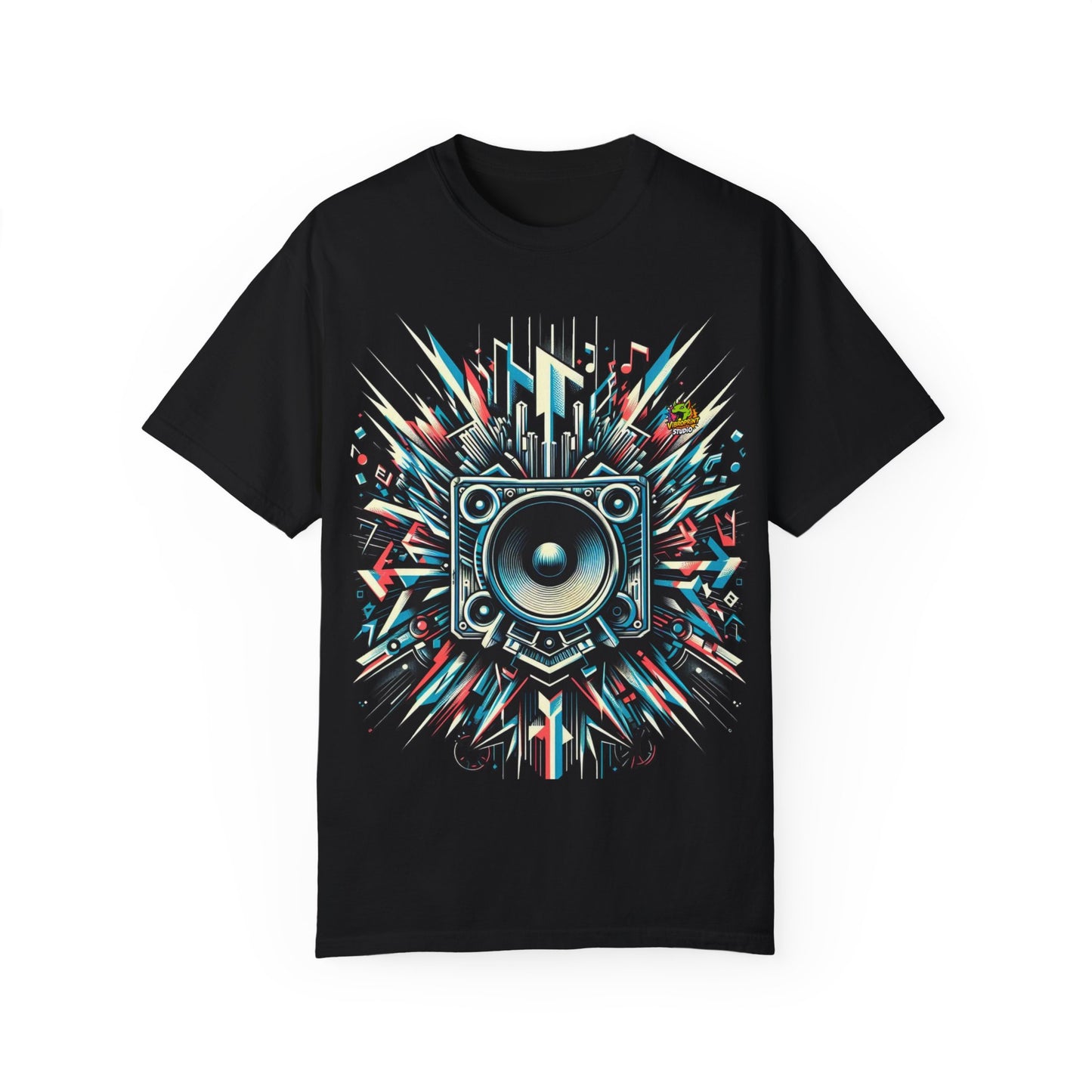 Dynamic Sound Waves Rapper Merch | Hip-Hop Music Vibes T-Shirt Design - High Quality Image