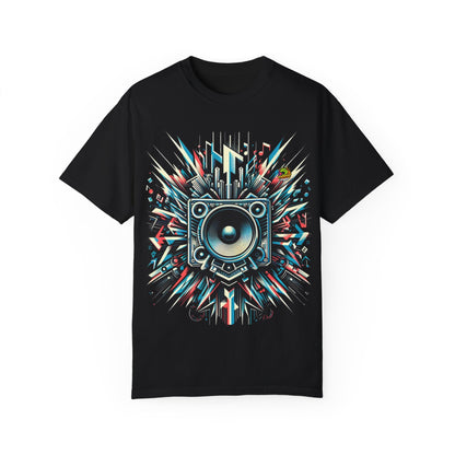 Dynamic Sound Waves Rapper Merch | Hip-Hop Music Vibes T-Shirt Design - High Quality Image