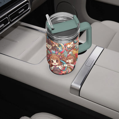 cup - Stanley cup - Car Tumbler Cup 40oz, Anime & Retro Comic Book Style Insulated Mug, Colorful Superhero Design - custom-made. limited stock. Order yours now and stand out with this exclusive piece!